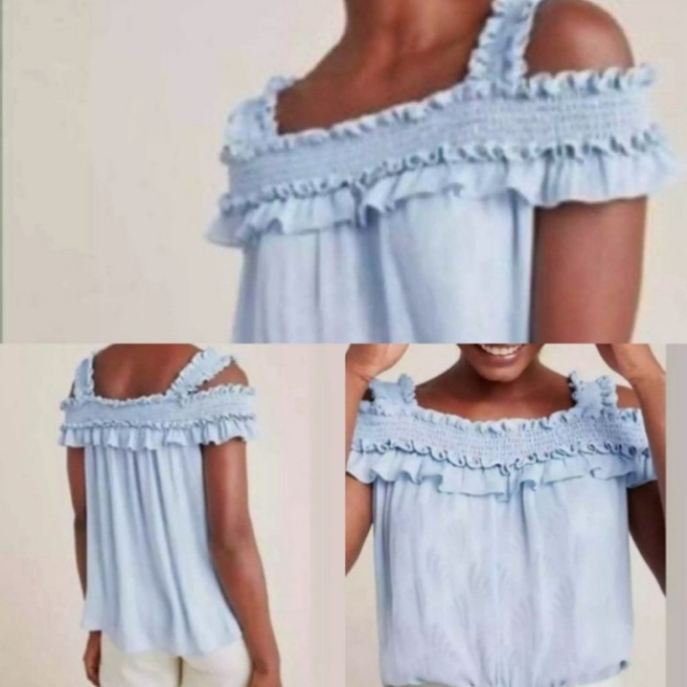 Anthropologie Finn Off Shoulder Powder Blue Tank - XL